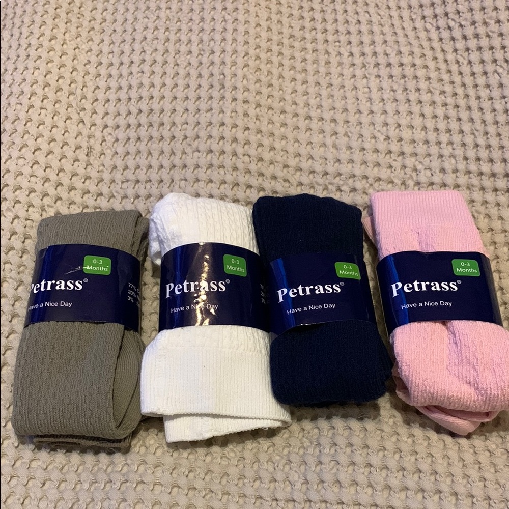 Toddler Set of 4 tights- Gray, White, Blue , Pink